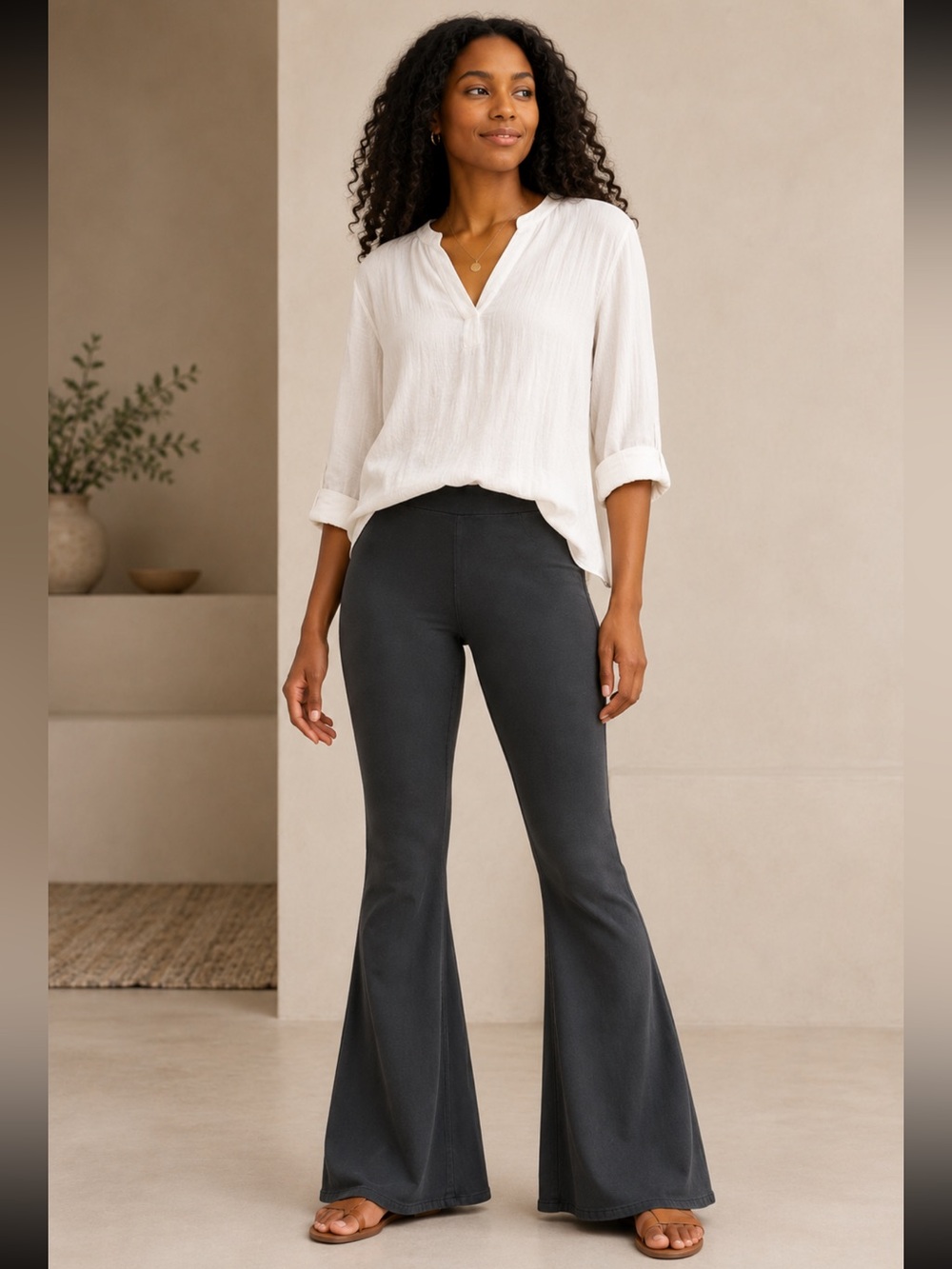 Free People Pull On Flares 26 Gray Bohemian Hippie Festival Western Cowgirl